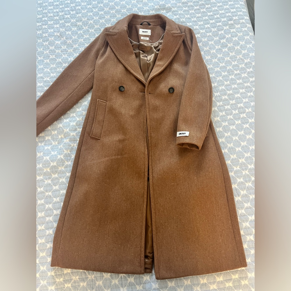 DKNY Tan Wool Coat